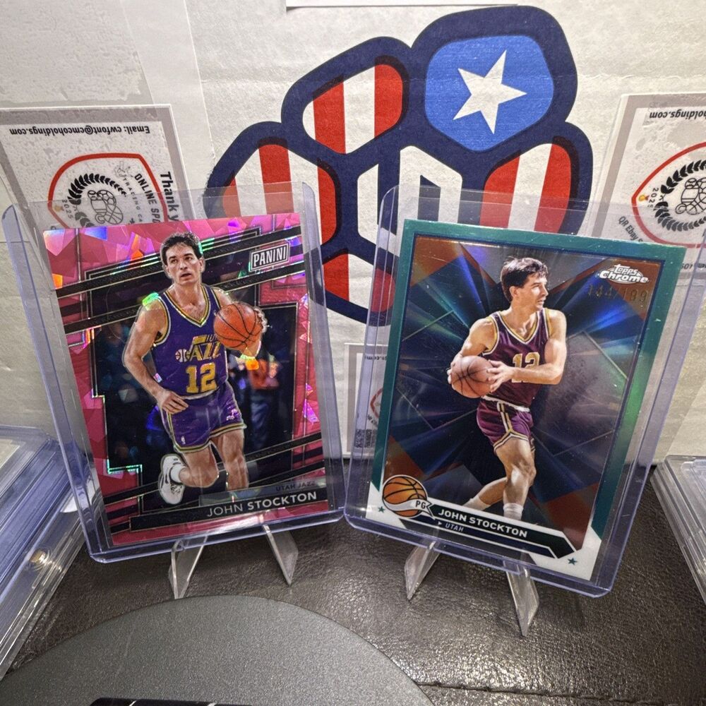 John Stockton VIP /88 Pink Ice & Aqua /199 Topps Chrome Lot